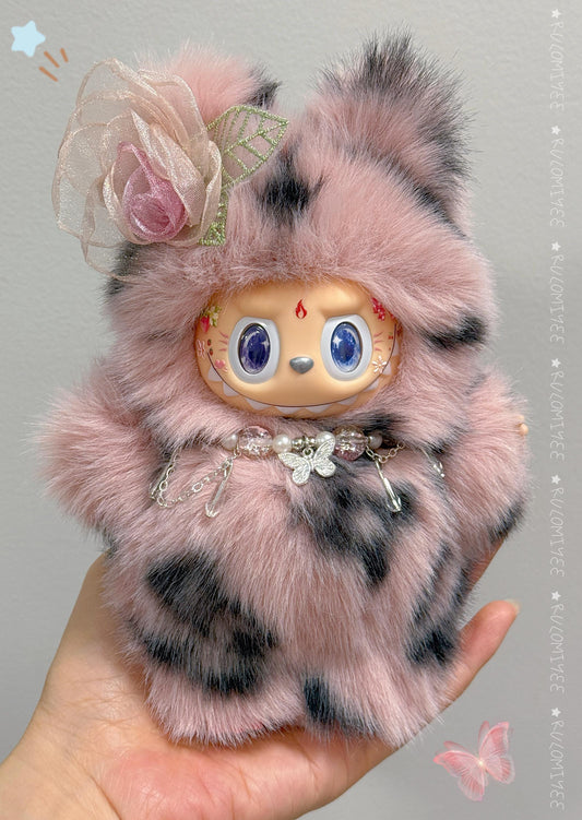 Pink Floral Kitty Plush – Heterochromatic Eyes | Magnetic Tail | Kawaii Gift for Collectors