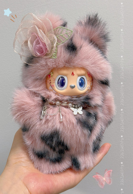 Pink Floral Kitty Plush – Heterochromatic Eyes | Magnetic Tail | Kawaii Gift for Collectors